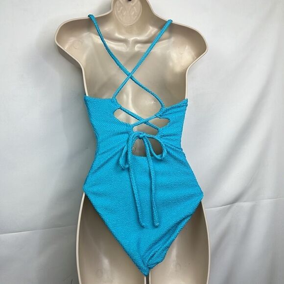 Show Me Your MuMu Blue One Piece Swimsuit Scoop Neckline - Picture 10 of 13